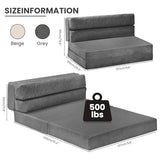 JUIKURY Folding Sofa Bed, Convertible Sleeper Chair with Pilow Foldable Matress, 2 in 1 Pull Out Loveseat Sofa Portable Fold Out Chair Bed Floor Couch Lounge for Living Room Bedroom (Grey, Full) JUIKURY