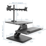 Mount-It! Standing Desk Converter, Stand Up Desk Riser with Dual Monitor Mount, Adjustable Workstation in Black, Top Platform 23" Wide, Keyboard Mouse Tray 27" Wide, Raises 5" to 17" Tall Mount-It!