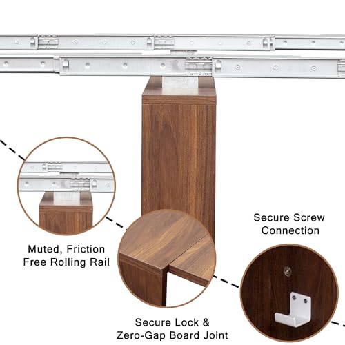 HOMBIX Extendable Dining Table, Transformer Folding Console Table for 10-12 People, Space Saving Dining Room Table for Apartments & Homes, Walnut HOMBIX