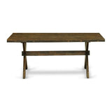 East West Furniture X777MZ716-9 9 Piece Dining Room Set Includes a Rectangle Dining Table with X-Legs and 8 Dark Khaki Linen Fabric Upholstered Chairs, 40x72 Inch, Multi-Color East West Furniture