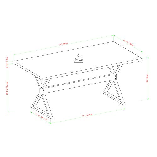 Walker Edison Harrold Modern Farmhouse X Leg Dining Table, 72 Inch, Rustic Oak - WoodArtSupply