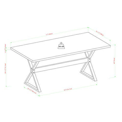 Walker Edison Harrold Modern Farmhouse X Leg Dining Table, 72 Inch, Rustic Oak - WoodArtSupply