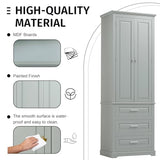 62.2" Wide Storage Cabinet Pantry Cupboard with Doors and Drawers for Home Kitchen, Bathroom and Living Room, Adjustable Shelf, White Merax