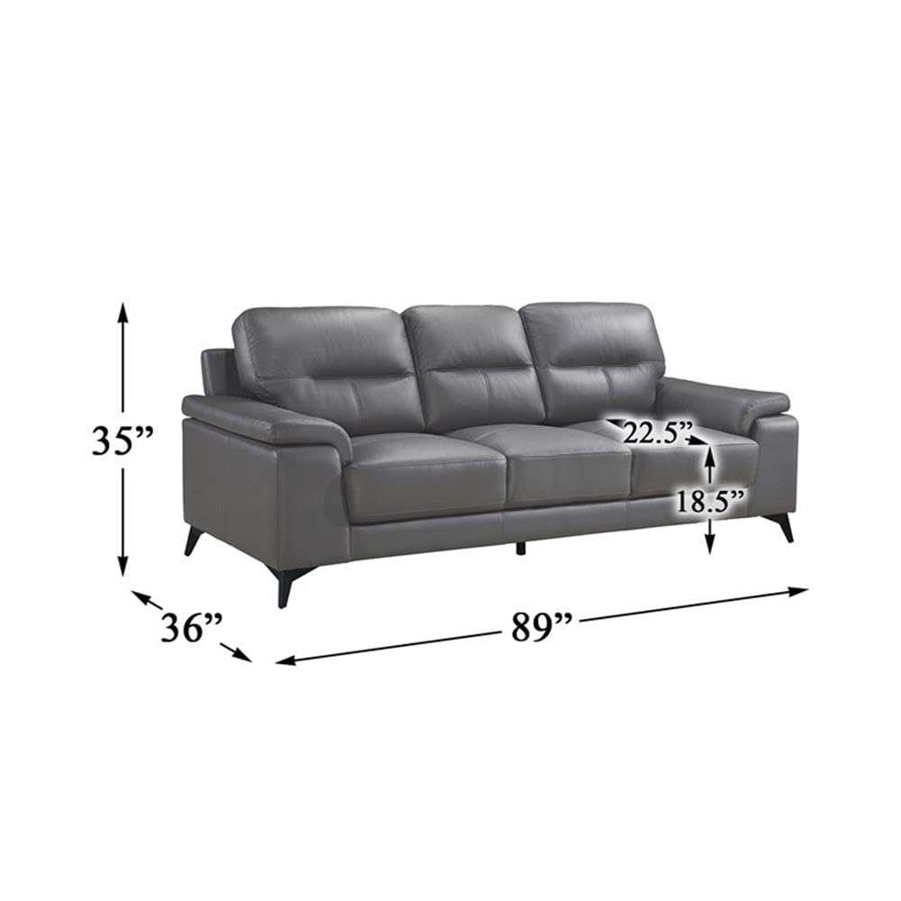 Homelegance 89" Leather Sofa, Dark Gray Homelegance