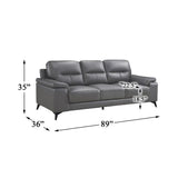 Homelegance 89" Leather Sofa, Dark Gray Homelegance