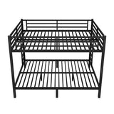 Bellemave Metal Bunk Bed Queen Over Queen with Ladder ＆ Full-Length Guardrails, Heavy Duty Bunk Bed Frame with Sturdy Slats, Queen Over Queen Bunk Beds, Noise Free, No Box Spring Needed, Black Bellemave