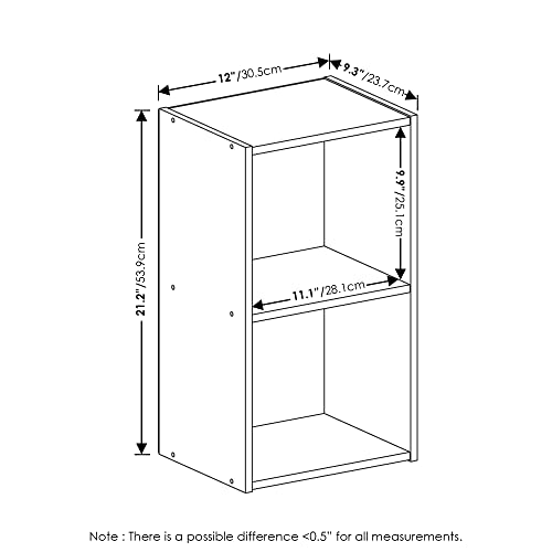 Furinno Luder Bookcase / Book / Storage, 2-Tier Cube, White Furinno