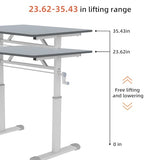 NALLBEIRRAA Standing Desk 47" Height Adjustable Small Desk with Hand Crank, Computer Table Writing Desk for Home Office, Grey NALLBEIRRAA