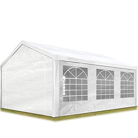 TOOLPORT Party Tent 13x20 ft Canopy PE 350 N Tarpaulin 100% Waterproof White Garden Tent TOOLPORT