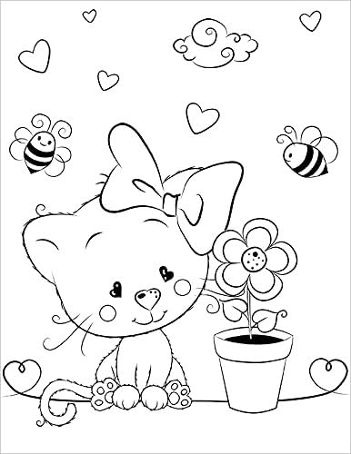 Cute Cats Coloring Book for Kids Ages 4-8: Adorable Cartoon Cats, Kittens & Caticorns (Coloring Books for Kids) WoodArtSupply