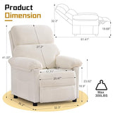 Korser Recliner Chair, Living Room Recliner Chairs for Adults, Small Recliners for Small Spaces, Upholstered Manual Reading Chair with Side Pockets, Nursery Chair for Living Room, Corduroy, Beige