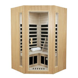 LTCCDSS 2-3 Person Infrared Sauna, Far Infrared Saunas for Home Low EMF Indoor Home Sauna Spa with Tempered Glass Door, Hemlock Wooden Corner Sauna Room,1670W/120V, Bluetooth Speaker, 2 Reading Lamps LTCCDSS