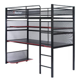 X Rocker BattleBunk Twin Size Gaming Bunk Bed, Durable Metal Frame with Built-in Gaming Desk and Shelving, Black and Red X Rocker