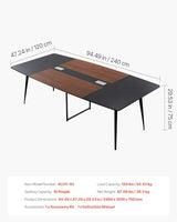 VEVOR Conference Table, 8 ft Boat Shaped Office Meeting Table for 10 Person, Modern Large Boat Meeting Desk with Metal Legs, Ideal for Office, Boardroom, Conference Room, Easy Assembly, Black & Brown VEVOR