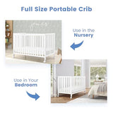 Simmons Kids Aria Full Size Portable Folding Crib - Greenguard Gold Certified, Bianca White