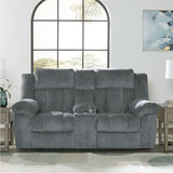 Signature Design by Ashley Tip-Off Modern Wall Hugger Power Reclining Loveseat with Adjustable Headrest, USB Ports, Storage and Cup Holders, Gray Signature Design by Ashley