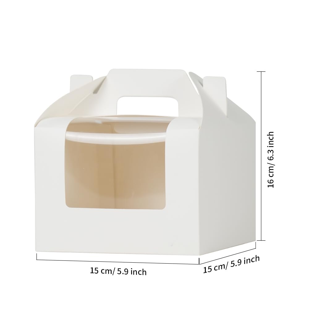 PYD Life 10 Pack Sublimation Gift Boxes Blanks 5.9" x 5.9" x H 6.3" with Clear PET Window Built-In Handle Matte White for Party Favors,Birthday,Christmas,Holidays Gifts Wrapping Packing PYD Life