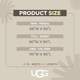 UGG Adalee Faux Fur Twin Blanket, Fluffy Blanket for Bed, Cozy Oversized Throw for Couch, Washable Twin XL Bedding, Luxury Home Decor, 66" x 90", Seal Grey UGG