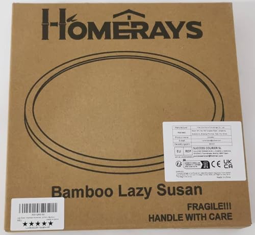 Lazy Susan Organizer Homerays 9 Inch Non-Skid Bamboo Lazy Susan for Kitchen Rotating Spice Rack for Kitchen Cabinet, Wood Turntable for Kitchen Countertop Organizer Homerays