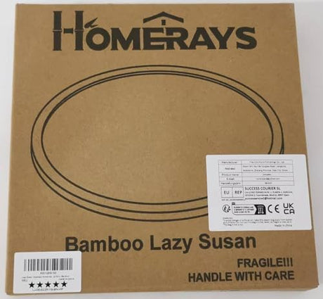 Lazy Susan Organizer Homerays 9 Inch Non-Skid Bamboo Lazy Susan for Kitchen Rotating Spice Rack for Kitchen Cabinet, Wood Turntable for Kitchen Countertop Organizer Homerays
