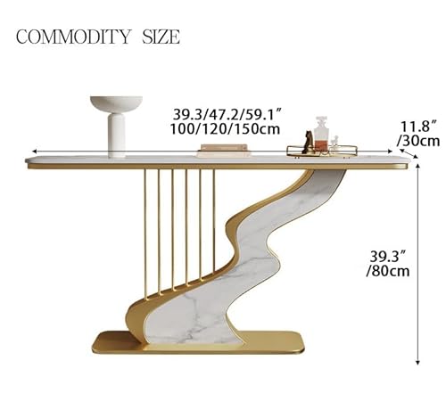 Modern Console Table with Sintered Stone Top & Metal Base, Narrow Entryway Table for Foyer & Living Room(Black+Gray,47.2"/120cm) wihgony