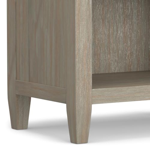 SIMPLIHOME Carlton 24 inches Wide Night Stand, Bedside table, Distressed Grey SOLID WOOD, Rectangle, with Storage, 2 Drawers and 1 Shelf, For the Bedroom, Contemporary Modern SIMPLIHOME