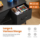 Sweetcrispy Dresser for Bedroom with 5 Storage Drawers, Fabric Storage Tower Organizer, Chest of Drawers with Metal Frame Wooden Top for Closet, Living Room, Entryway, Black Sweetcrispy