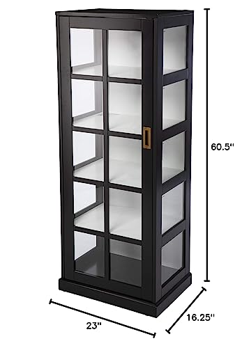 SEI Furniture 24 inches Long Burland Tall Curio Cabinet, Game Room with Open Concept Living Space Transitional Style, Black