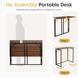 alawooder Folding Desk - 31.5" Wood Top Foldable Desk for Small Spaces | No Assembly Required Compact Desk for Home Office, Writing, and Study alawooder