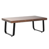 IBF Natural Wood Coffee Table, Rustic Solid Real Wood Center Table for Living Room, Rectangle Metal Modern Industrial Minimalist Wooden Cocktail/Tea Table, Rustic Brown, 47 Inch IBF