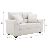 Morden Fort Faux Leather Loveseat Sofas, White Modern Luxury and Comfy Furniture Sleeper Couches for Living Room, Apartment, Office, Reading Room Morden Fort