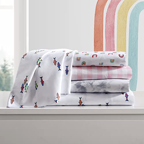 Eddie Bauer Kids - Twin Sheets, Stain-Resistant Toddler Bedding with Matching Sham(s), Super Soft, Ideal Boy Room Essentials (Fish Lake White, Twin) Eddie Bauer
