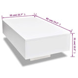 vidaXL Modern Coffee Table in High Gloss White - Rectangular Table for Living Room, Easy to Clean MDF, 33.5" x 21.7" x 12.2" vidaXL