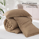 Bedsure Full Comforter Set - Brown Soft Bedding for All Seasons, Cationic Dyed Bed Set, 3 Pieces, 1 Full Size Comforter (82"x86") and 2 Pillow Shams (20"x26"+2") Bedsure