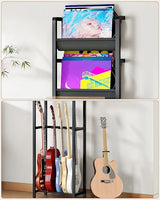 CHOEZON 70.5"H Multi Guitar Stand, Guitar Rack Record Player Stand Sturdy and Space-Saving, Guitar Display Holds 6 Instruments, Retro Industrial Style, for Home, Studio, Rustic Brown and Black TCJ18BF CHOEZON