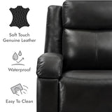 Watson & Whitely Genuine Leather Power Recliner Chairs for Adults, Wall Hugger RV Recliner with Power Headrest & Charging Ports, Electric Recliner Sofa Chair for Living Room, Black
