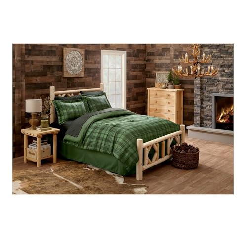 Rustic Diamond Cedar Log King Bed Frame by CASTLECREEK - WoodArtSupply