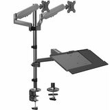 VIVO Black Dual Monitor Sit-Stand Height Adjustable Workstation, Standing Desk Mount with Pneumatic Spring, Holds 2 Screens up to 32 inches STAND-SIT2B VIVO