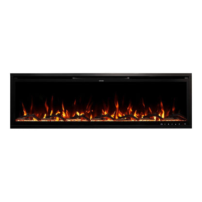 Modern Ember Aerus Slim 60 Inch Smart Linear Electric Fireplace | Recessed in-Wall or Wall-Mount | LED Multiple Flame Colors | Works with Wi-Fi App, Alexa, Google | 4.25” Profile | Remote Included