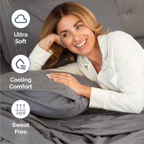 Queen Size 4 Piece Sheet Set - Comfy Breathable & Cooling Bed Sheets Set - Hotel Luxury Bedding for Women, Men, Kids, Teens, Boys & Girls - Deep Pockets, Soft and Wrinkle Free - Oeko-Tex - Dark Grey CGK Unlimited