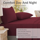 MICORAL Queen Bed Sheets Set, Soft Breathable Bedding Sheet Set, Sheets Set with 16" Deep Pocket Design (4 Pieces, Queen, Wine Red) MICORAL