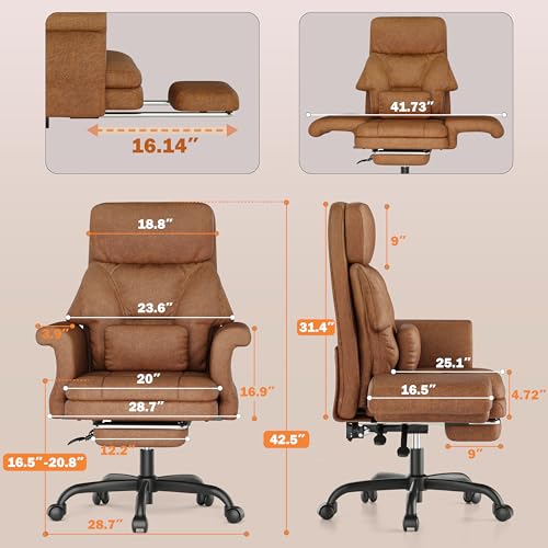 ELABEST C39 Cross Legged Office Chair with Footrest & Convertible Armrests-Pet-Friendly Criss Cross Home Desk Chair, Ergonomic Big and Tall Executive Chair with Lumbar Pillow ELABEST