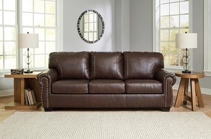 Signature Design by Ashley Colleton Classic Leather Match Sofa with Nailheads, Dark Brown