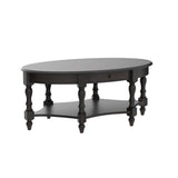 MODERION Coffee Table with Drawer, Solid Wood Oval Center Table with Storage Shelf, Traditional Living Room Table with Elegant Vintage Style, Easy Assembly, 45” x 27.6” x 18.2” Retro Walnut KFZ2233DC MODERION