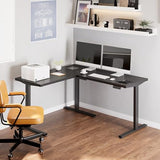 SANODESK Electric Height Adjustable 3-Leg L Shaped Standing Desk Frame, Support up to 220lbs, Sit Stand Ergonomic L Desk Frame Only, Black SANODESK