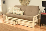 Kodiak Furniture Monterey Futon Set with Storage Drawers, with Antique White Base and Linen Stone Mattress Kodiak Furniture