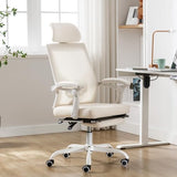 Qulomvs Mesh Ergonomic Office Chair with Footrest Home Office Desk Chair with Headrest and Backrest 90-135 Adjustable Computer Executive Desk Chair with Wheels 360 Swivel Task Chair Qulomvs