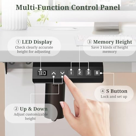 48 x 24 in Electric Standing Desk - Memory Height Adjustable Ergonomic Sit-to-Stand Rising Computer Table Gaming Workstations with 2 Hooks and Wire Hole for Home Office, White SageNest