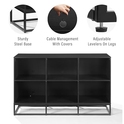 Crosley Furniture Enzo 6 Cube Record Storage Media Player Stand, Vinyl Records Holder, Black Crosley Furniture