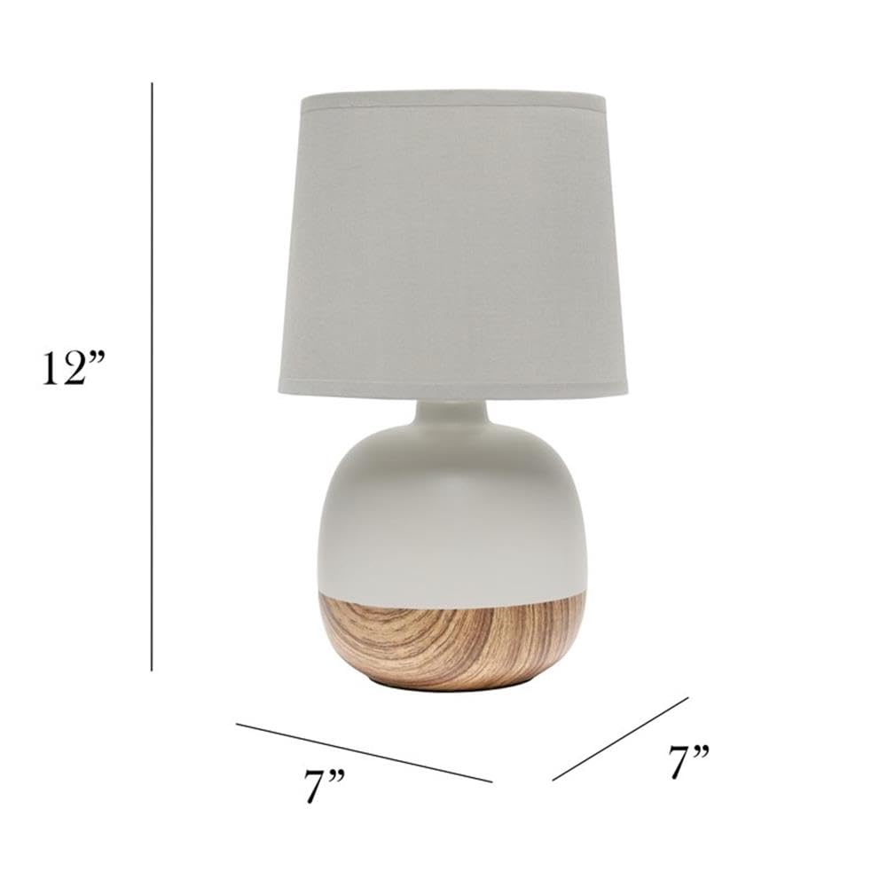Simple Designs LT2078-LWG Petite Mid Century Table Lamp, Light Wood and Light Gray Simple Designs